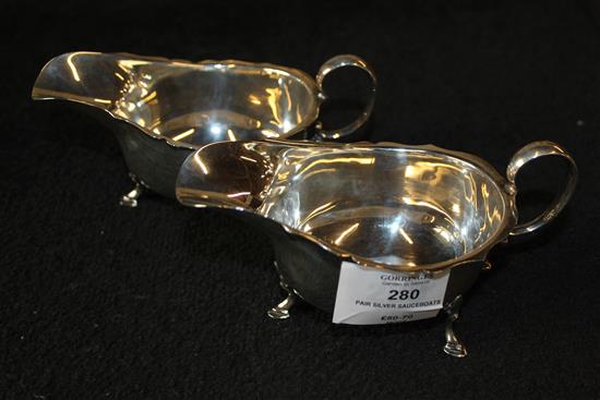 Pair silver sauceboats